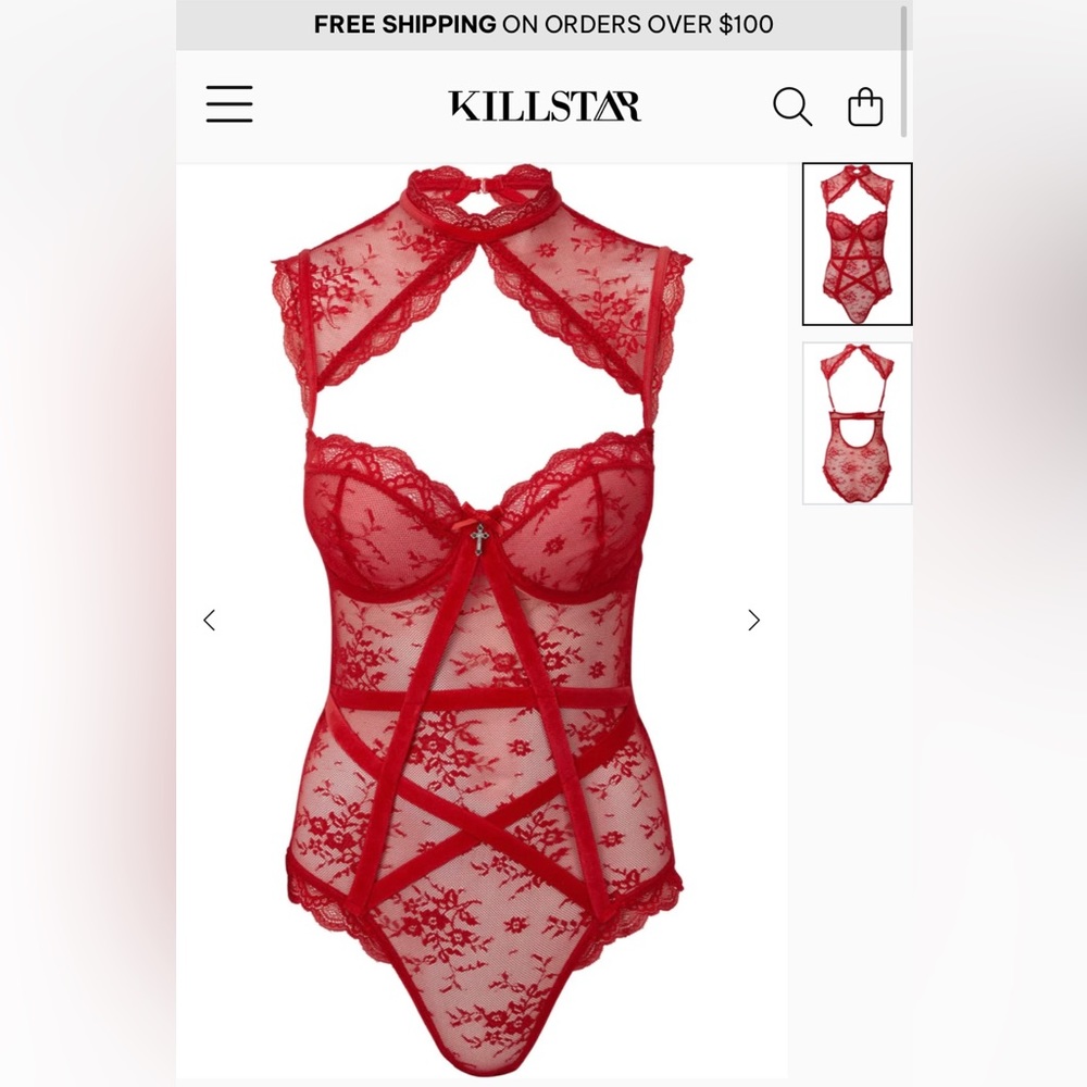 Dark Desire lace bodysuit in scarlet blood red XXL 2XL